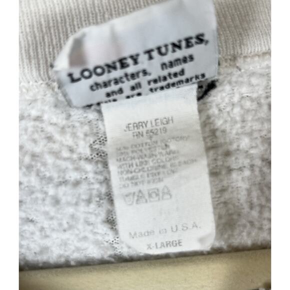 VTG Looney Tunes XL All Over Front Big Tweety Bird Sweatshirt White Made in USA - Picture 5 of 9